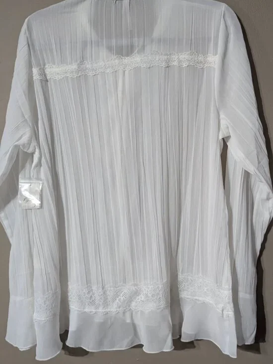 Free  People sheer white long sleeve blouse XL - Picture 3 of 12